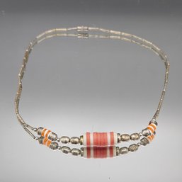 Native American Style Liquid Silver Tone  Necklace