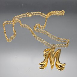 Vintage Avon Gold-Tone Initial 'M' Pendant Necklace