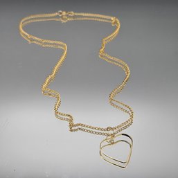 Vintage Gold-Tone Open Heart Pendant Necklace 18'