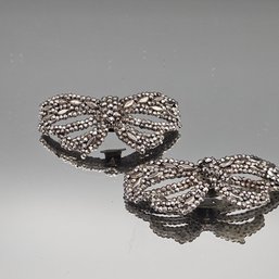 Vintage French Cut Steel Bow Shoe Clips - Set Of 2