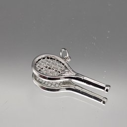 MF Sterling Silver Tennis Racket Charm/Pendant
