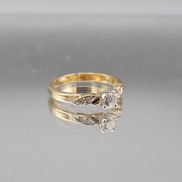 Vintage Gold-Tone Filigree Solitaire Ring - Size 10