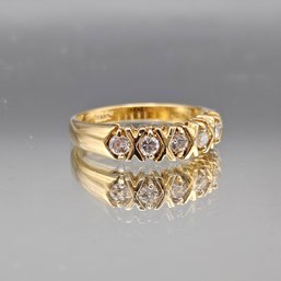 Sterling Silver Gold-Wash Five-Stone Ring - Size 10