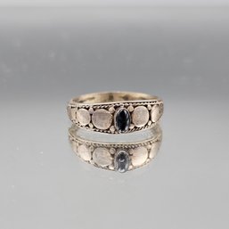 Sterling Silver 925 Black Onyx Cabochon Ring, 0.06 Ozt- Size 8