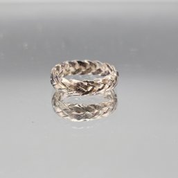 Vintage Silver-Tone Braided Wheat Band Ring, Size 7.5