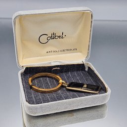 Colibri 18KT Gold Electroplate Slim Rectangular Key Ring With Box