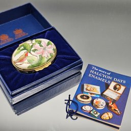 Halcyon Days Enamels Tiny Trinket Box Blue Tit Bird On Blossom W/ Box & Booklet