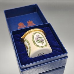 Halcyon Days Enamels Floral Trinket Box With Original Presentation Case
