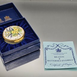 Halcyon Days Enamels Floral Pill Box With COA & Original Case