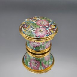 Halcyon Days Enamels Floral Trellis Trinket Box Made In England