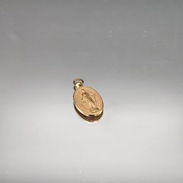 Gold Tone Miraculous Medal Virgin Mary Religious Pendant Charm