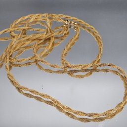 Gold Tone Multi-Strand Twisted Mesh Liquid Chain Necklace 62'