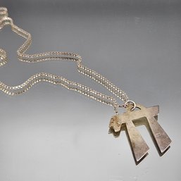 Sterling Silver Chai Pendant Necklace 925 Italian Box Chain 14'