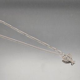 Sterling Silver Menorah Pendant Necklace 925 Italy Box Chain 0.104oz