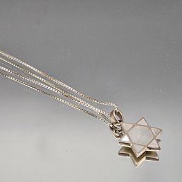 Sterling Silver Mother Of Pearl Star Of David Pendant Necklace 925