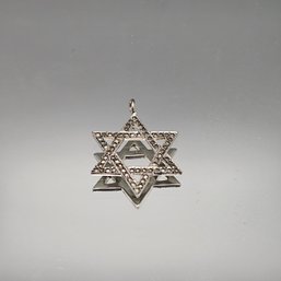 Sterling Silver Marcasite Star Of David Pendant-.077oz