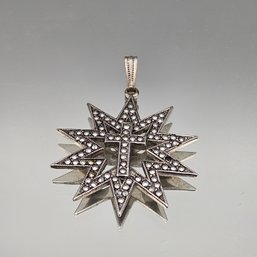 Sterling Silver & Marcasite Star Of Bethlehem Cross Pendant