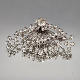 Silver Tone Waterfall Rhinestone Brooch