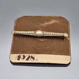 1928 Jewelry Co. Gold-Tone Faux Pearl Bar Brooch