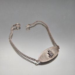 Sterling Silver Marcasite & Purple Stone Art Deco Style Bracelet 7' .130 Oz