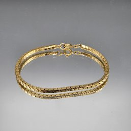 Gold Tone Herringbone Chain Bracelet 7