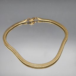 Gold Tone Herringbone Chain Bracelet 10.5