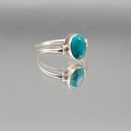 Sterling Silver 925 Turquoise Cabochon Ring Size 5.5
