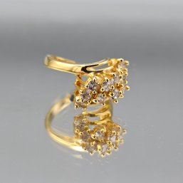 Gold Tone Cluster Rhinestone Ring Size 8