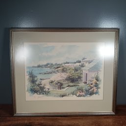 Artist Forbes Signed Ocean View Print Of Bermuda, Framed Matted Costal Vibe
