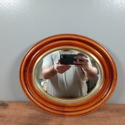 MCM Modern Wood Framed Oval Wall Mirror