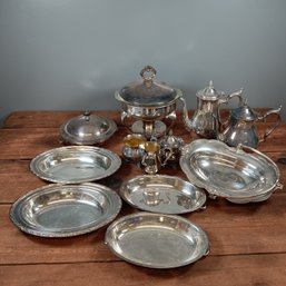 Large Lot Of Silver Plate Serving Ware -18 LBS