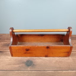 Large Vintage Handmade Wood Tool Caddy