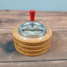 Large Wooden Art Deco Style Spin Away Ash Tray