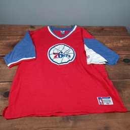 Pat Croce And World Be Free  Signed Philadelphia 76ers XXL Short Sleeve Official Shooting Shirt