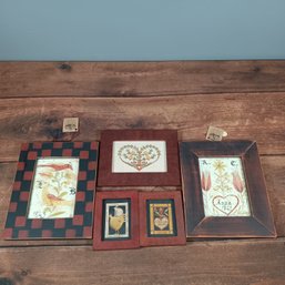 Primitives By Kathy Fraktur Decorative Framed Artwork Varied Colors Folk Art Heart Floral Wooden USA