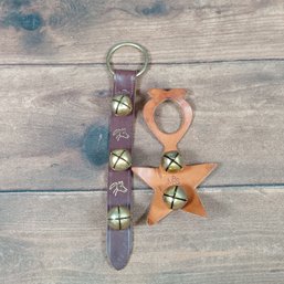 Pair Of Leather Brass Christmas Sleigh Bells