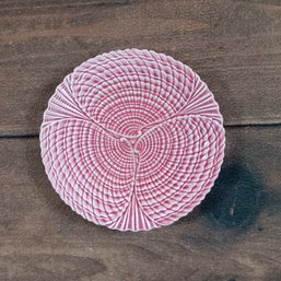 Waechtersbach Dish Plate 7 3/4in Pink White Ripple Fan Glossy Ceramic Coastal Decor