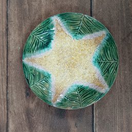 Etruscan Majolica Griffen Smith And Hill Plate Cauliflower 8 Green Yellow White Victorian