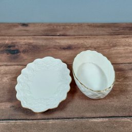 Lenox Oval Holly Plate And Oval Weave Basket