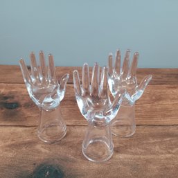 Give Yourself A (Glass) Hand - Lot Of 3 Glass Display Hand