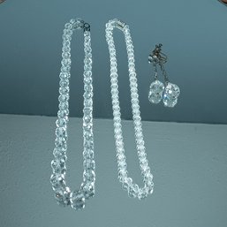 Crystal Clear Quartz Necklace And Earring Set