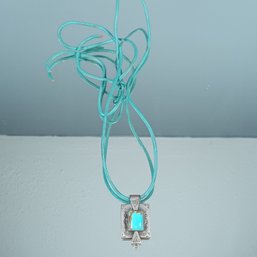 Native American Sterling Silver & Turquoise Pendant Necklace
