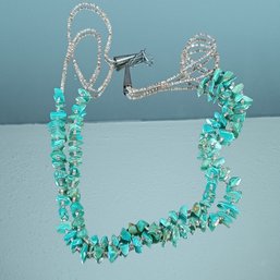 Turquoise Two Strand Long 14' Necklace