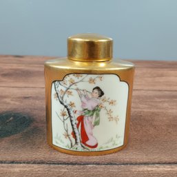 PROV. SAXE E.S. Germany Chinese Porcelain Tea Caddy Hand Painted