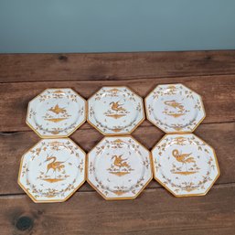 Set Of 6 Octagonal Plate Faiencerie Du Matet Martres Tolosane Decor Moustiers