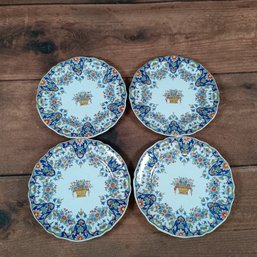 Set If 4 Antique French Faience Fourmaintraux Courquin Desvres Plate
