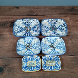 Set Of Nesting Plates With Geomatical Pattern
