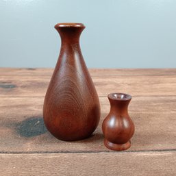 Pair Of Wooden MCM Vases