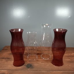 Set Of 4 Glass Hurricane Glass Shades
