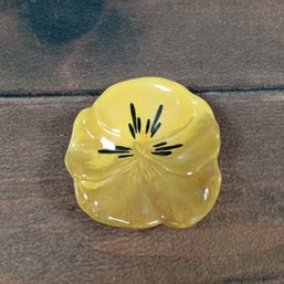 Stangl Pottery Yellow Pansy Flower Hand Painted Trinket Pin Dish